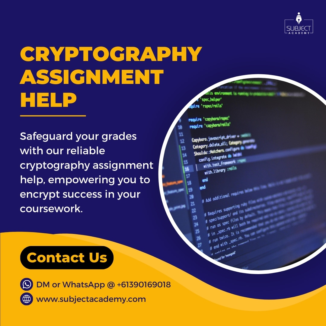 SubjectAcademy's tweet image. Safeguard your grades with our reliable cryptography assignment help and unlock the path to success in your coursework! 📚
-
Visit us on subjectacademy.com
DM or WhatsApp @ +61390169018
.
.
.
.
#CryptographyAssignmentHelp #Assignmenthelp #assignmentstress #assignmentwriting