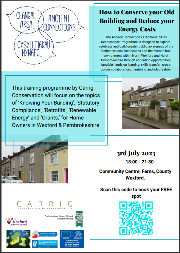 FREE Traditional Skills workshops and seminars in Ferns!

"How to Conserve Your Old Building"- Training programme

🗓️3rd July

Book your FREE place here 📷eventbrite.ie/.../how-to-con…...