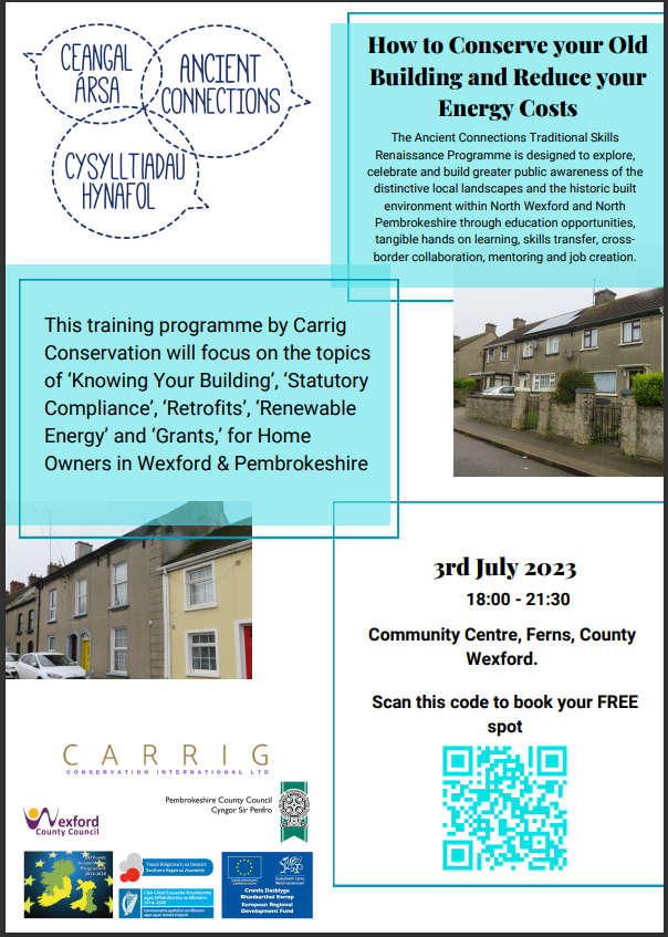 FREE Traditional Skills workshops and seminars in Ferns! 'How to Conserve Your Old Building'- Training programme 🗓️3rd July Book your FREE place here 📷eventbrite.ie/.../how-to-con…...