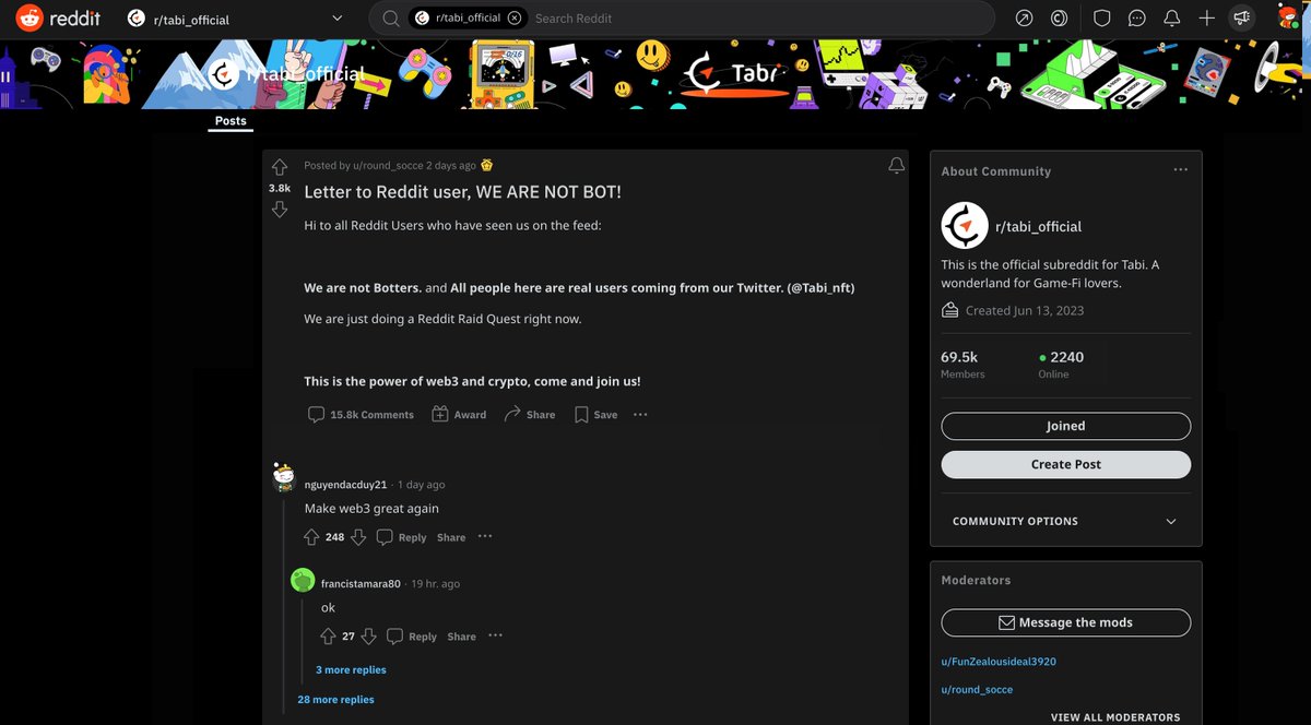 Tabichain's tweet image. ✍️To hesitate Web3 is easy, but to build Web3 is hard. 

🎯Tabi is trending on Reddit.  
🪧Make Web3 Great Again

Do what is right, not what is easy.🤔️

    ╭══╮ ┌══════════┐        
╭╯        — #TabiNFT #Reddit
╰⊙═⊙╯╰══⊙════⊙══╯