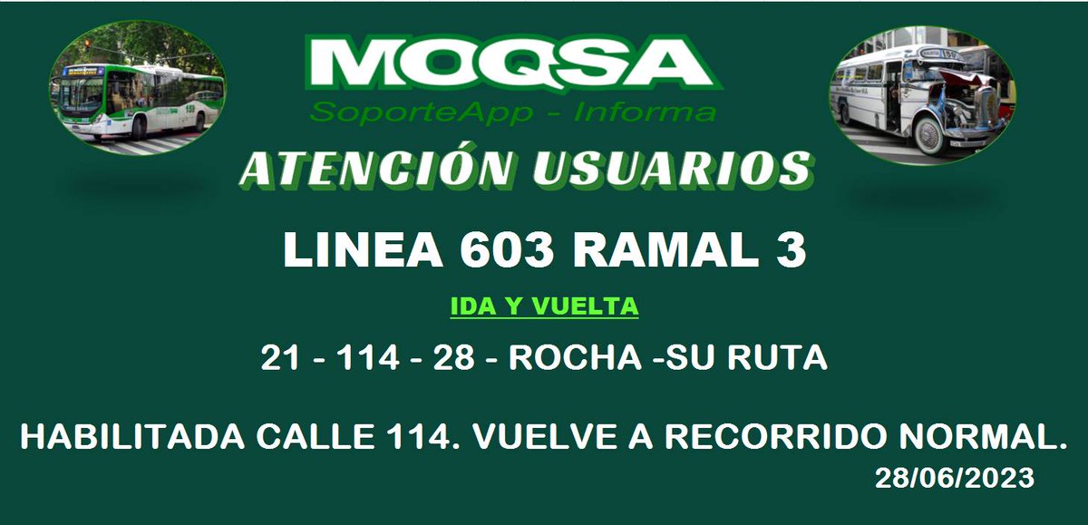 #Línea603 - Ramal 3.
Recorrido normal por 21 - 114 - 28 - Dardo Rocha - su ruta en ambos sentidos.