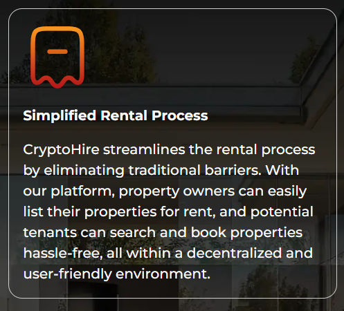Avoid time consuming rental process and save your nerves with CryptoHire!
 #CryptoHire #rentalproperty  #realestateinvesting  #IDOLaunchpad  #IDO #cryptotwitter #CryptoNews
  #token #100xCoin #SafeMoonCommunity
  #Airdrops #altcoins