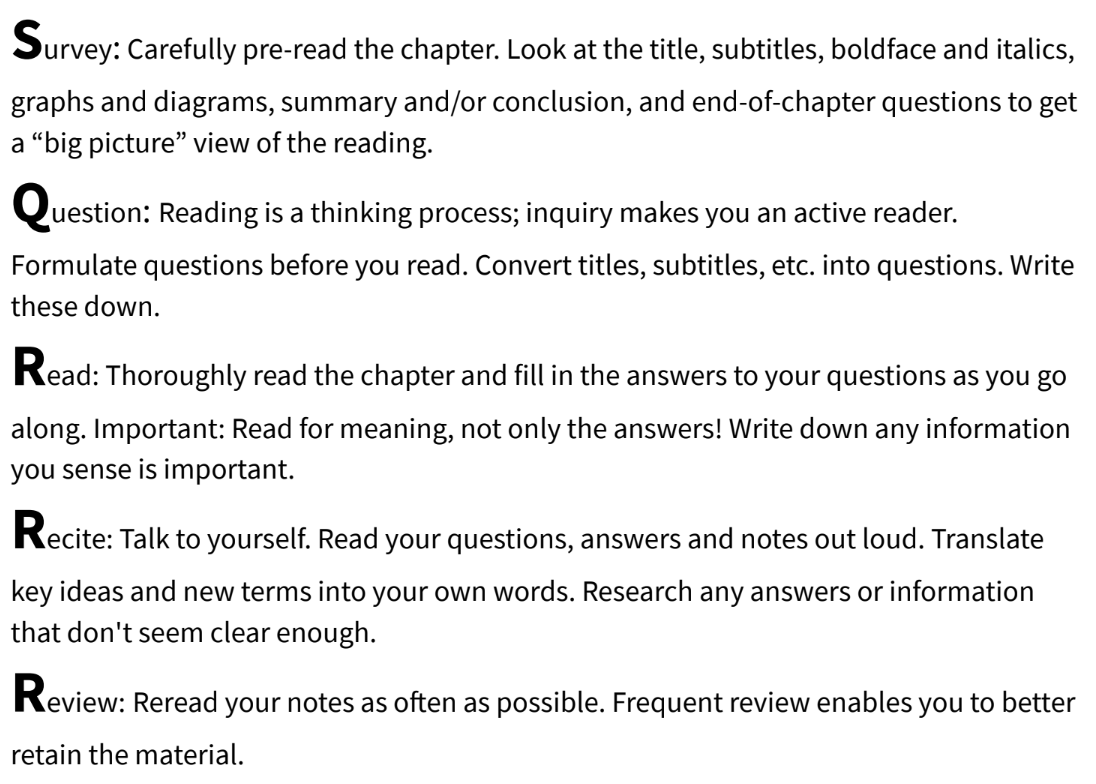 DrAminaYonis's tweet image. Some people study hard. Some study smart with the SQ3R method.
It's an evidence-based study method that helps you learn faster and more efficiently.
Use these 5 steps for your next study session: