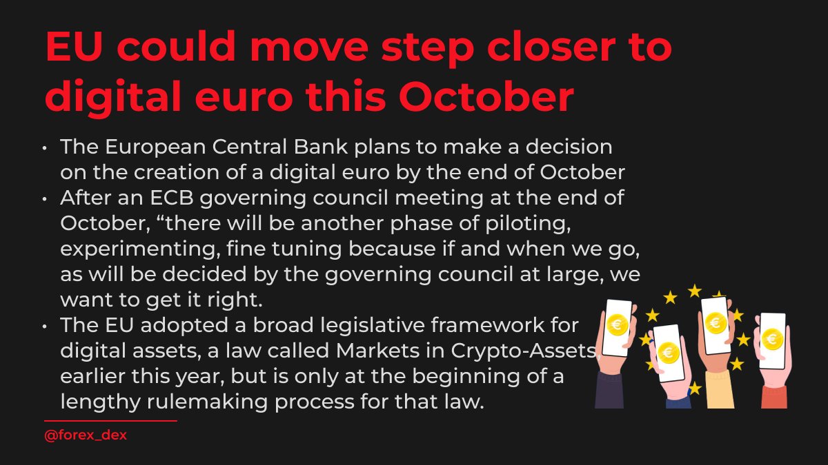 EU could move step closer to digital euro this October!

forexdex.me 

#usdt #forexdex #forex #trading #yuan #usdc #tether #Bitcoin #forextrading #stablecoin #eurostable #dollar #CBDC #blockchain #ecb #digitaleuro  #DigitalCurrency