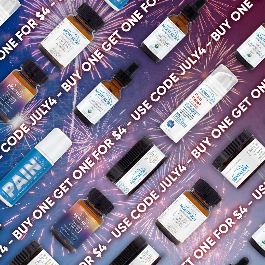 🎆 Fire up your summer wellness! BOGO for $4 at MONTKUSH starts now. Use code JULY4 at montkush.com. Offer ends July 5th, 11:59 pm EST. Terms apply. Let's celebrate! 🇺🇸