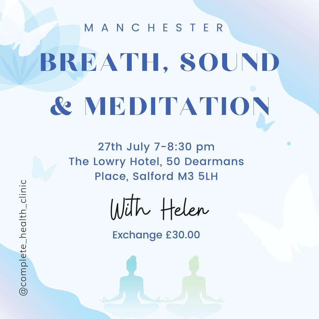Breath, Sound &amp; Meditation - have you experienced the power of sound healing?
I will be back at the Lowry Hotel on the 27th of July! Book online.