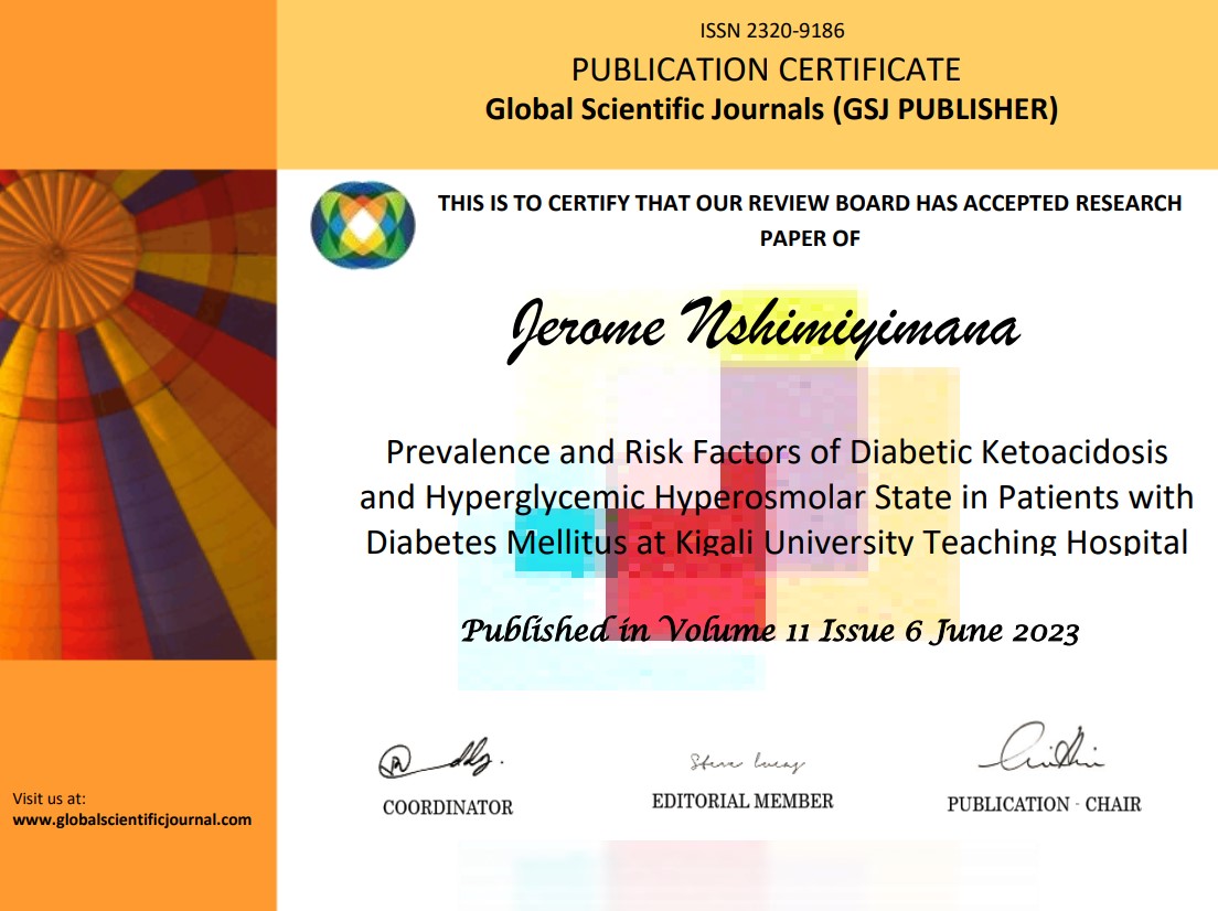 'Our research on diabetic ketoacidosis and hyperglycemic hyperosmolar state in diabetes patients has been accepted by the Global Scientific Journal! A milestone in improving diabetes care. #ResearchPublication #DiabetesCare #ScientificAdvancement'