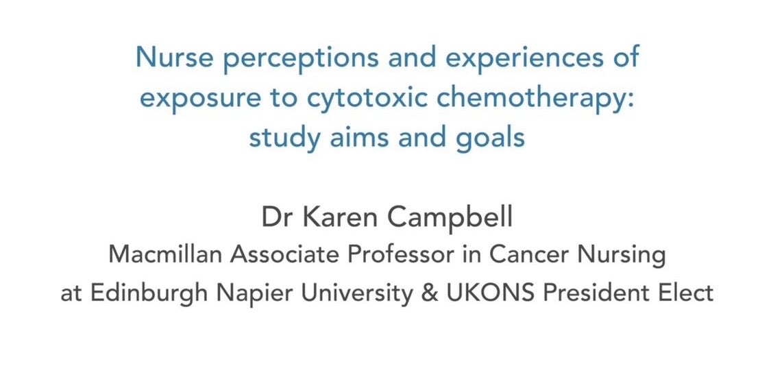 SaferCancerCare's tweet image. Dr Karen Campbell, Macmillan Associate Professor in #Cancer #Nursing at Napier University &amp;amp; UKONs President elect, presents #research into nurse perceptions of potential #exposure to cytotoxic #SACT #chemotherapy at Hazardous Drugs Best Practice Nursing Conference London in April