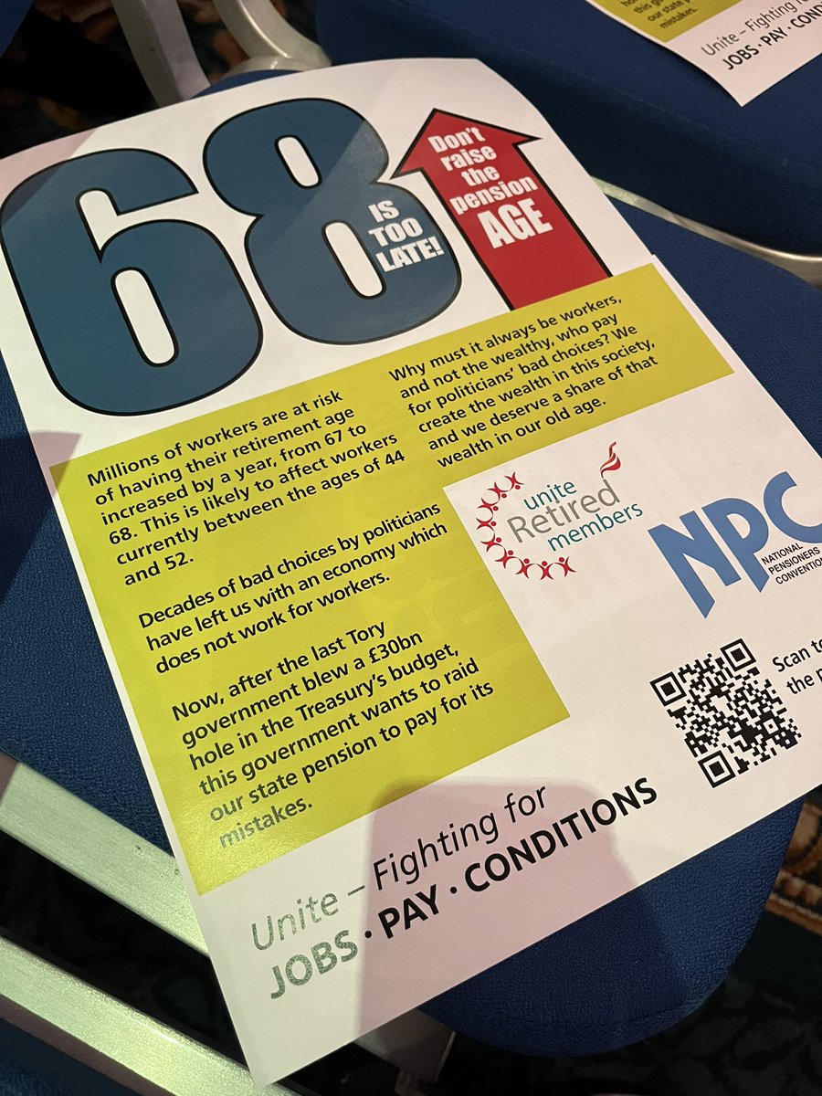 Don’t raise the state pension age!
68 is too late. @Joehill100 @Josh_Unite presenting at the annual @NPCUK conference. 

#pension #retirement #Blackpool @UniteEconomy @unitetheunion