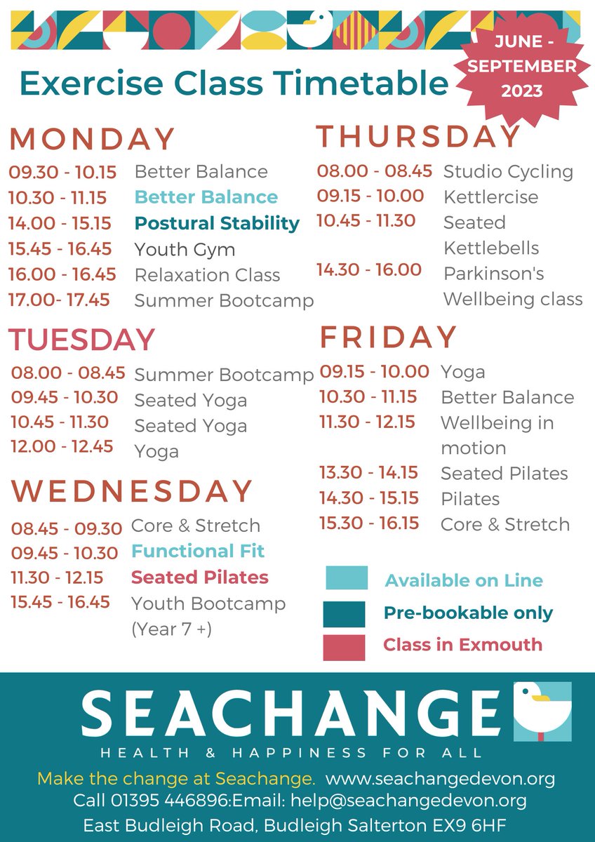 Fitness for all! We've got a fantastic new timetable of fitness classes available to you all this summer💪 From Youth Gym to Better Balance, we have something for every age and ability. Pop in for a visit or give us a call to discuss our classes or make a booking☎️