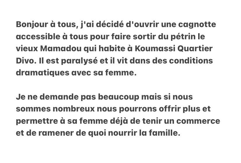 AllhassaneSimon's tweet photo. BONJOUR LES AMIS N’HÉSITEZ PAS À FAIRE LES DONS !!!

LES NUMÉROS POUR LES DÉPÔTS SONT :

WAVE :    +225 01 72 047 160

OM : +225 07 89 587 993

MOOV : +225  01 72 047 160

MERCI À VOUS !!!

PARTAGEZ POUR PLUS DE VISIBILITÉ 🙏🏾 https://t.co/YWq76e3QxI