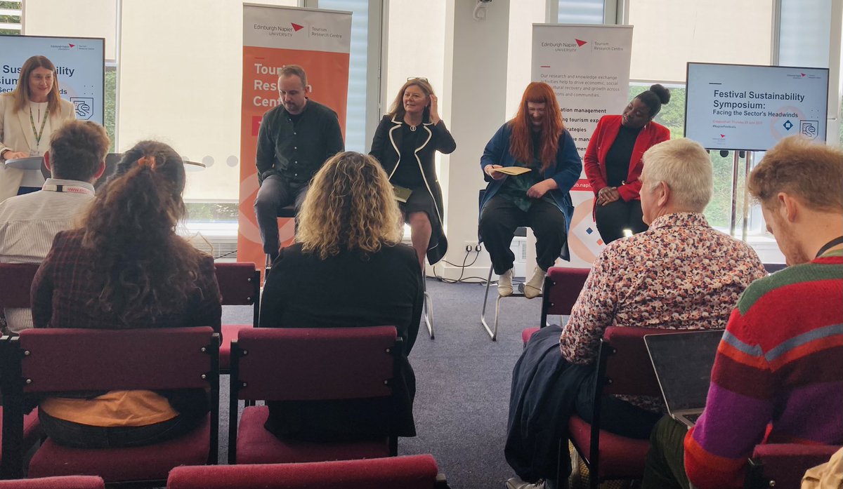 EdNapierRIE's tweet photo. Our @TourismENU symposium on festival sustainability kicks off with a warm welcome from @dsrjarman &amp; @JaneAliKnight2 to our industry &amp; academic guests! 💥

🎭 #NapierFestivals ♻️ https://t.co/a3wQcDzUxg