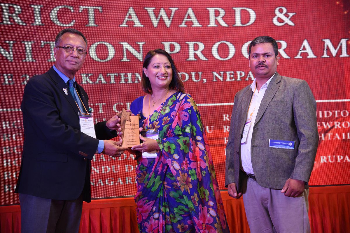 RCBhaktapur's tweet photo. Best president award winner our president  Rtn. Binita Hada Pradhananga and best secretary region 1 Rtn. Khadanand Shiwakoti. https://t.co/TXWUmGD3MD