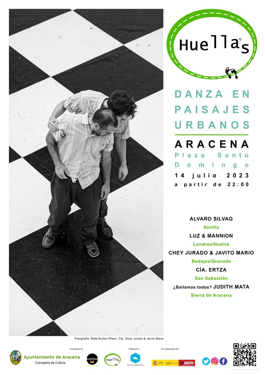 Una vez más, la #danza contemporánea llenará de movimiento la plaza de Santo Domingo de Aracena (Huelva) el próximo viernes 14 de julio, a partir de las 22 horas, con el ciclo #HuellasDanza en Paisajes Urbanos.