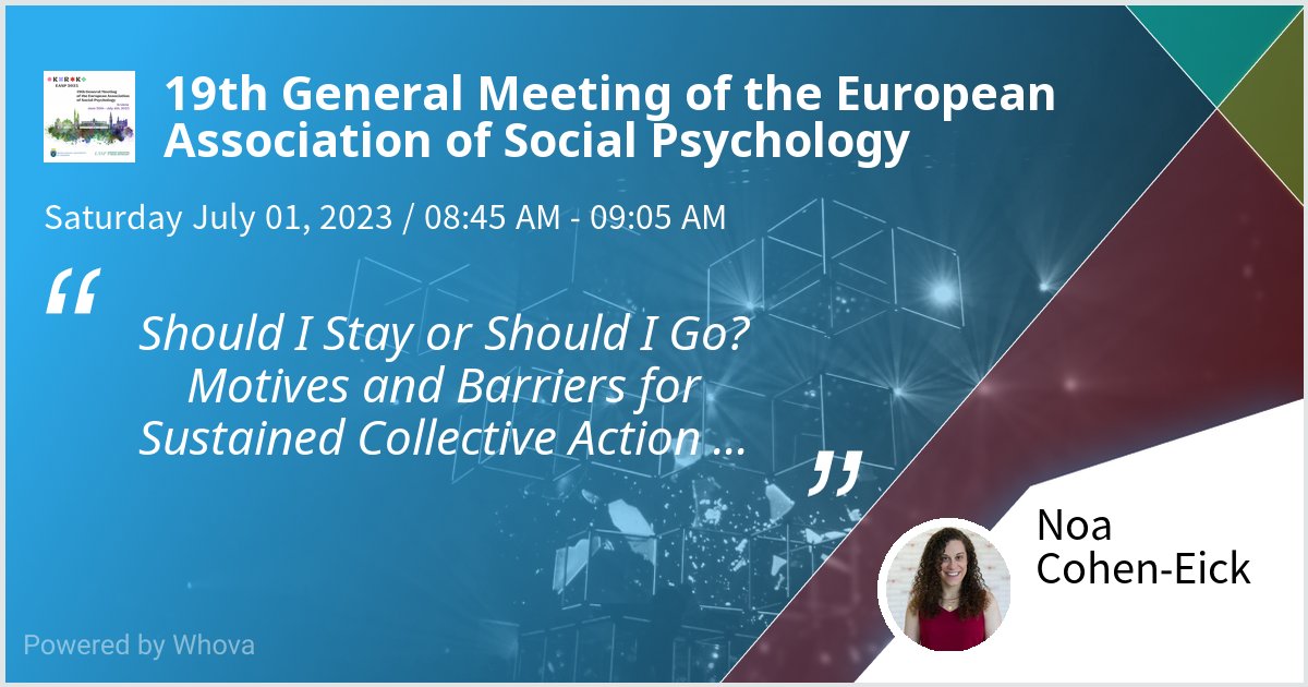 Attending #easp2023krk? I'll present my work with @EricMShuman, @eranh75_eran, and Martijn van Zomeren on sustain collective action towards social change.
Check it out at 
Room 11 - Blue Room (Law & Administration floor 0)