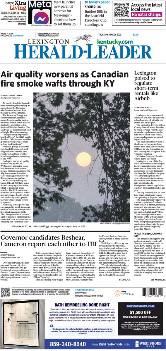 🇺🇸 Air Quality Worsens As Canadian Fire Smoke Wafts Through KY

▫@ChrisLeachHL
▫is.gd/N0poYc 🇺🇸

#frontpagestoday #USA @heraldleader