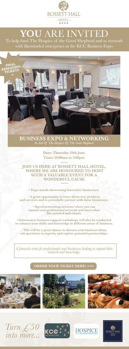BUSINESS EXPO &amp; NETWORKING 
In Aid Of The Hospice Of The Good Shepherd. 

A fantastic start to our Business and Networking event, offering endless opportunities in aid of such a fantastic cause! #kccnetworking <a href="/HospiceGS/">Hospice of the Good Shepherd</a> 

Find out more here: lnkd.in/eqXDpVZA
