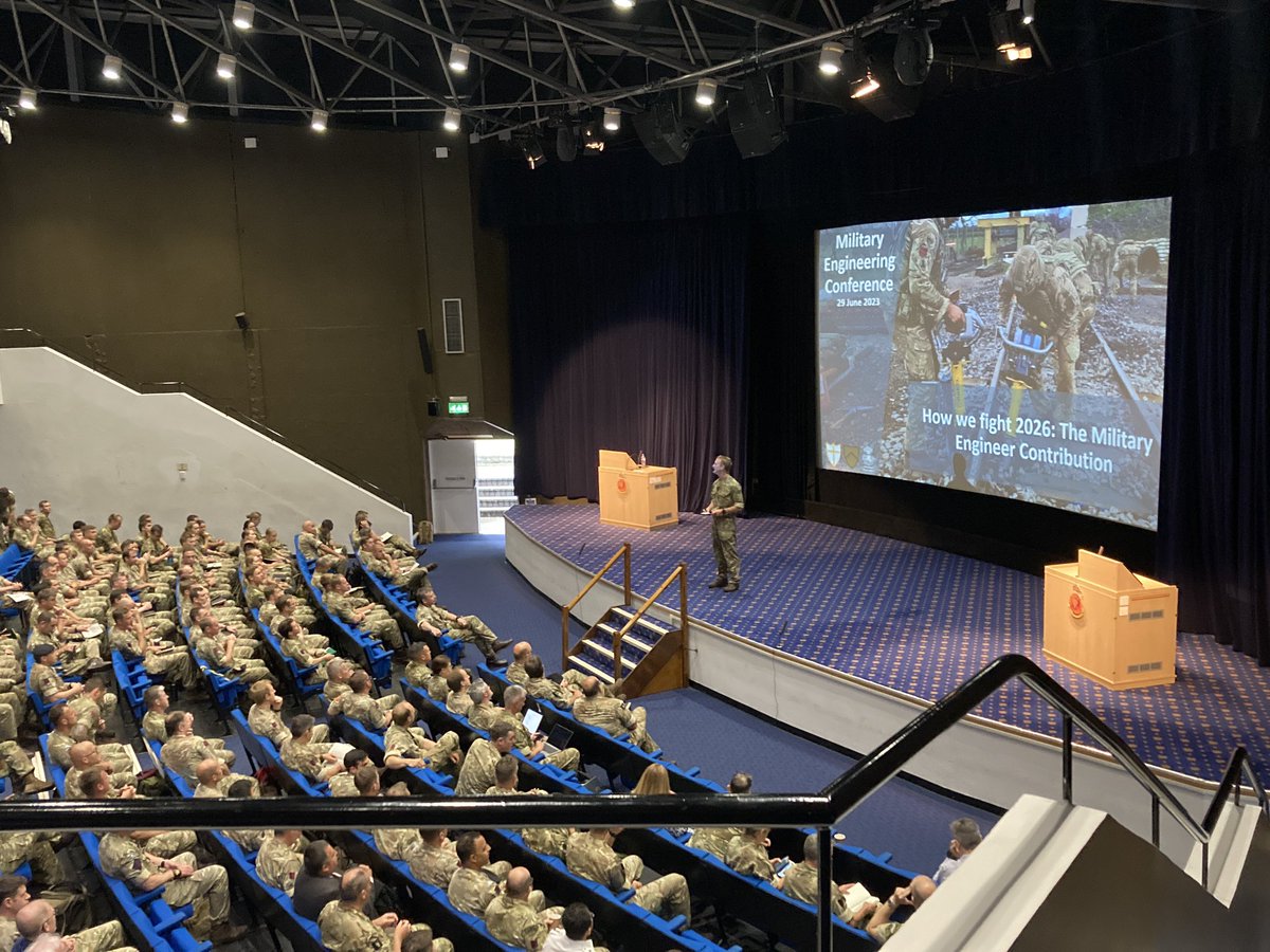 Comd 8 Engr Bde opening the 2023 Military Engineer Conference discussing the military engineer contribution to How We Fight 2026. @field_army @Inst_RE @1UKDivision @RSMEGp