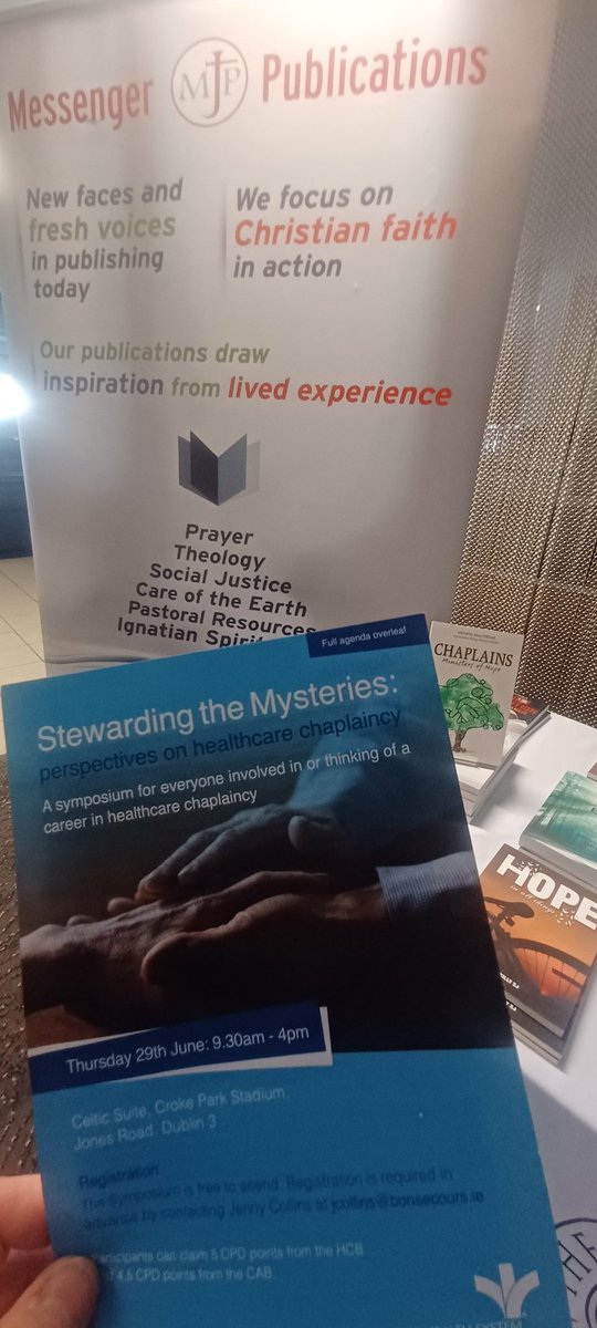 MgrPublications's tweet photo. Today we re at the Healthcare Chaplaincy conference in Croke Park, run by #bonssecours health system. Hope that attendees find great resources in our selection of books on #chaplaincy, #bereavement #counselling #loneliness & #mindful #reflection https://t.co/JV6ttue5Gn