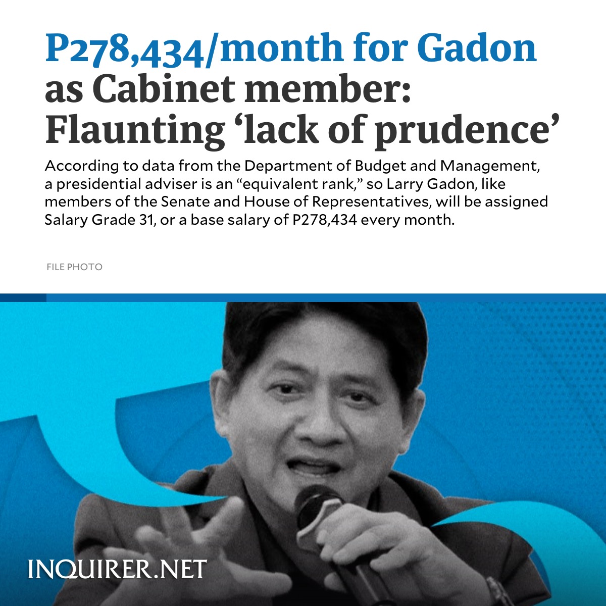 Maria Ela Atienza, a professor of political science at UP Diliman, said in making appointments, “prudence dictates not appointing anyone with ongoing cases,” stressing that the designation of Larry Gadon “shows lack of prudence and deep consideration.”