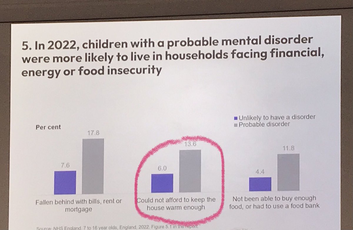 Children with a probable #mentalhealth disorder were  more likely to live in HHs in financial stress, including #FuelPoverty risk & food insecurity @TNewloveDelgado tells #UKDSHEALTH23