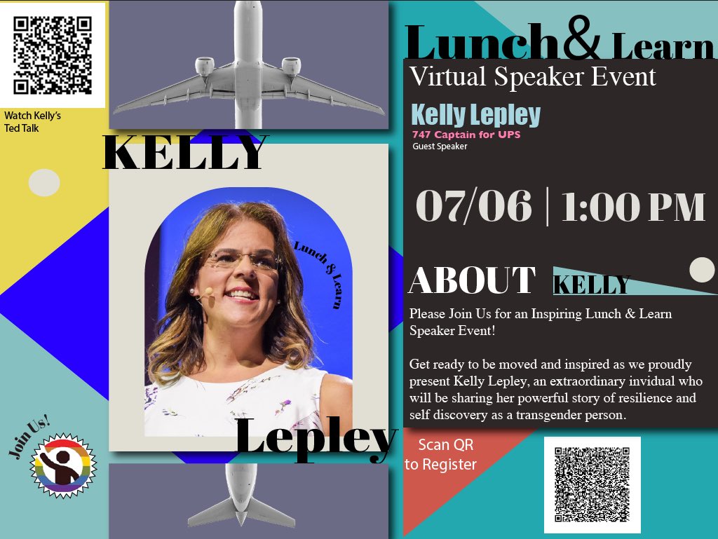 Join our next Lunch and Learn 7/6/23 at 1 PM PST with UPS pilot Kelly Lepley. #upspride #socalpridealliance #upsscpa