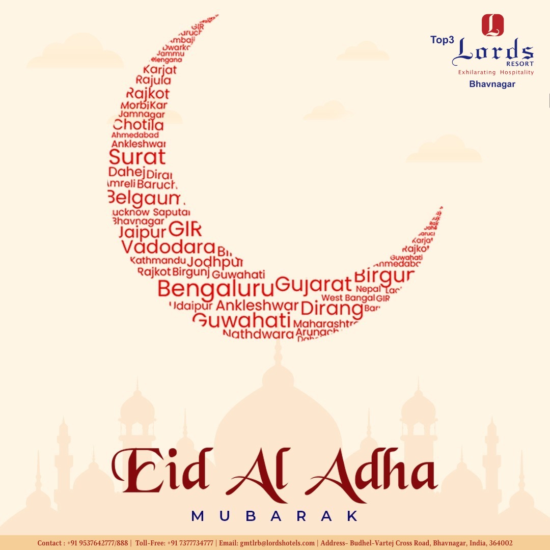 Top3 Lords Resort Bhavnagar wishes you a blessed Eid ul Adha filled with joy and abundant blessings! Eid Mubarak!

#LordsHotels #LordsResorts #bhavnagar #EidUlAdha2023 #Eid #EidMubarak #EidAlAdha