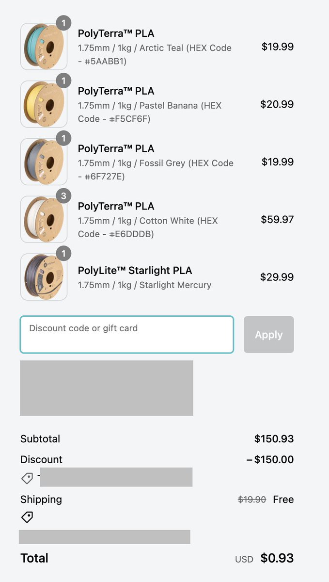 attilah's tweet image. When @Polymaker_3D has a TikTok game where participation is easy you just do your thing...created a timelapse video that they shared on their account and voila, 7 spools of filament for $0.93...
Join their discord and then do send your video! #3dp #3dprinting #lmshow