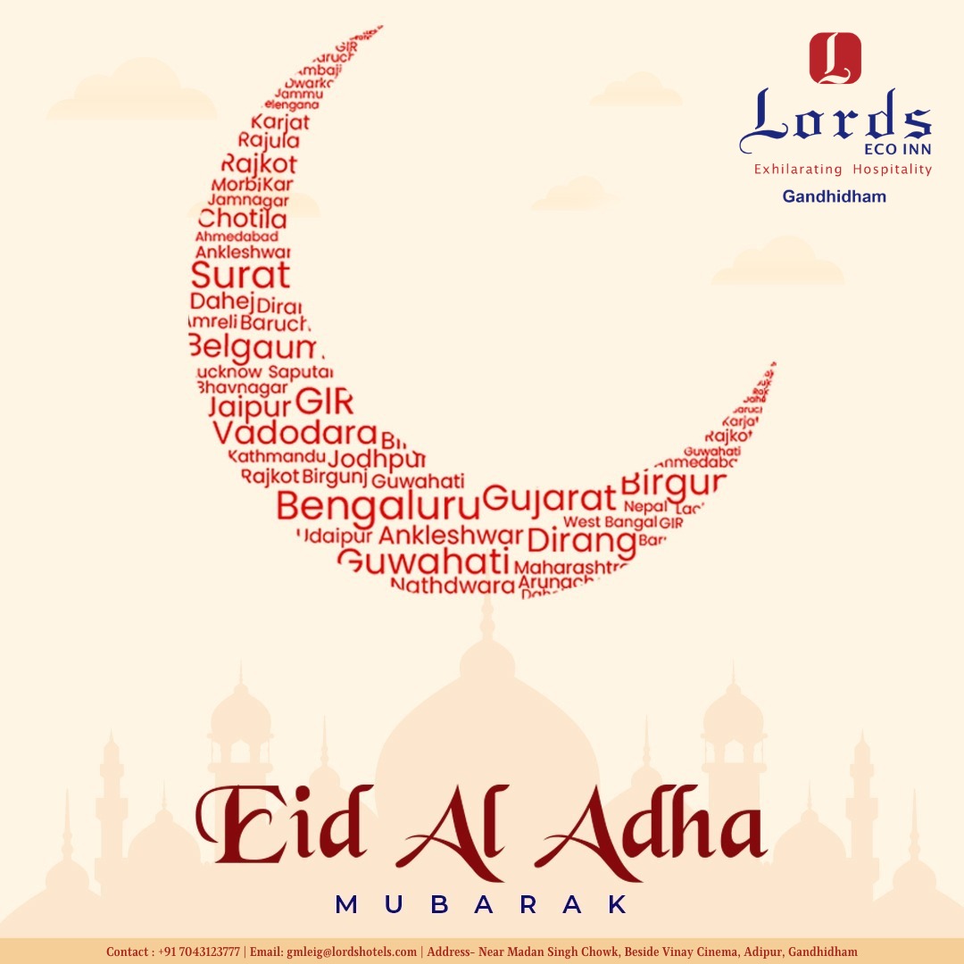 Lords Eco Inn Gandhidham wishes you a blessed Eid ul Adha filled with joy and abundant blessings! Eid Mubarak!

#LordsHotels #LordsResorts #gandhidham #EidUlAdha2023 #Eid #EidMubarak #EidAlAdha