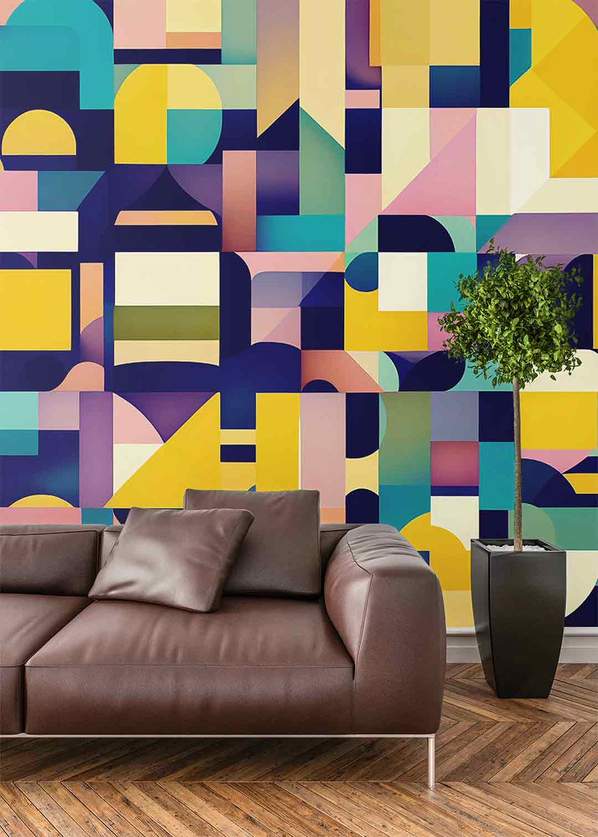 #Modern #multicolor #digital #surfacedesign with different #geometricshapes #wallmural #wallmurals #wallart #wallprint