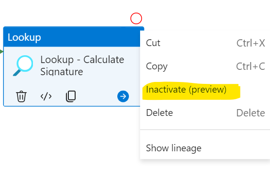 suodatin's tweet image. Inactivate option in Data Factory! #datafactory #azuredatafactory