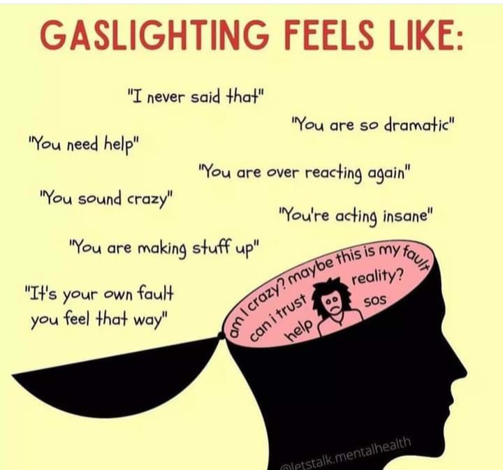 🚫telling you things didn't happen how you remember 🚫 making you question your take on current or past behaviour/events 🚫 questioning your (reasonable) reactions to behaviour/events 🚫 consistently telling you you're 'crazy' 'being dramatic' or 'paranoid' #gaslighting
