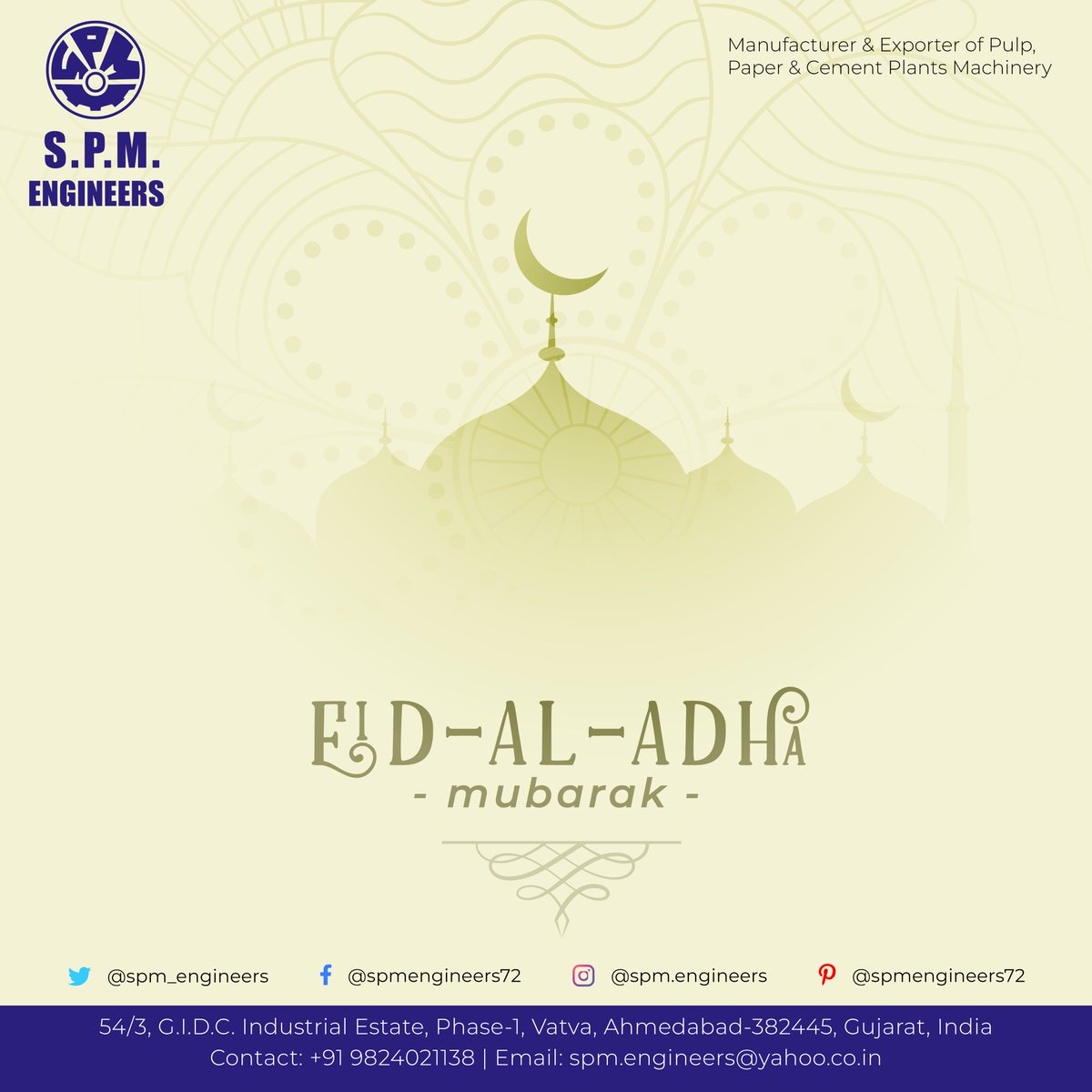 spm_engineers's tweet photo. May the Almighty overwhelm your life with loads of joy and positivity. Eid Mubarak!
.
.
.
#spmengineers #digestor #mgcylinder #instagram #paper #cement #machine #popereel #dryers #bearinghousing #slatconveyor #trending  #sustainabledevelopment #turnkeyprojects #eidmubarak2023 https://t.co/b0209EVnew