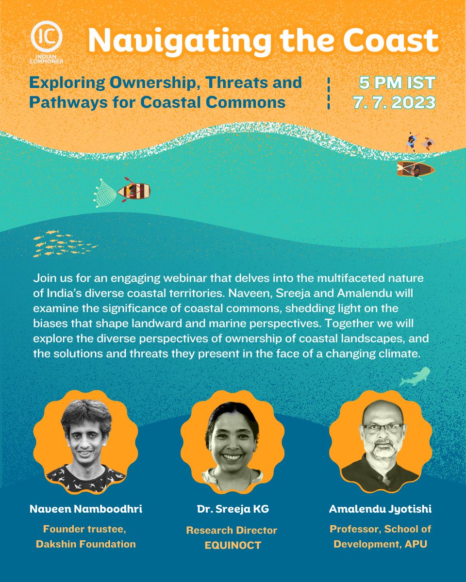 CommonerForum's tweet photo. Join us next Friday as Naveen, Sreeja and @amalendu navigate the complexities of our invaluable coastal commons.

Watch this space to sign up for the event!
#Commons #PromiseofCommons #FES #CenSe #coast #coastalcommons #coastalcommunities #india #blueeconomy https://t.co/ARRAMIsBQM