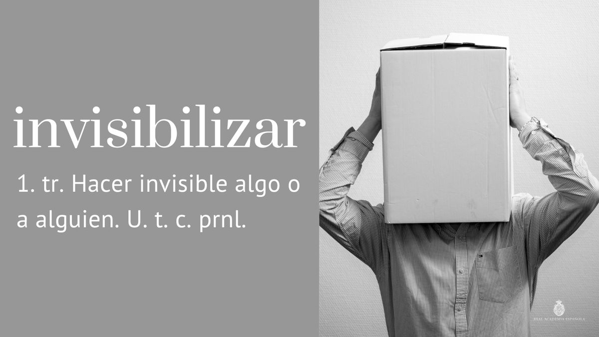 RAEinforma's tweet photo. #PalabraDelDía | invisibilizar

Se escribe con «b» la terminación de verbos derivados de adjetivos en «-ble» como «invisibilizar» (de «invisible») o «sensibilizar» (de «sensible»). Se escriben, en cambio, con «v» los verbos «movilizar» (de «móvil») y «civilizar» (de «civil»). https://t.co/wtFcGam8Tg