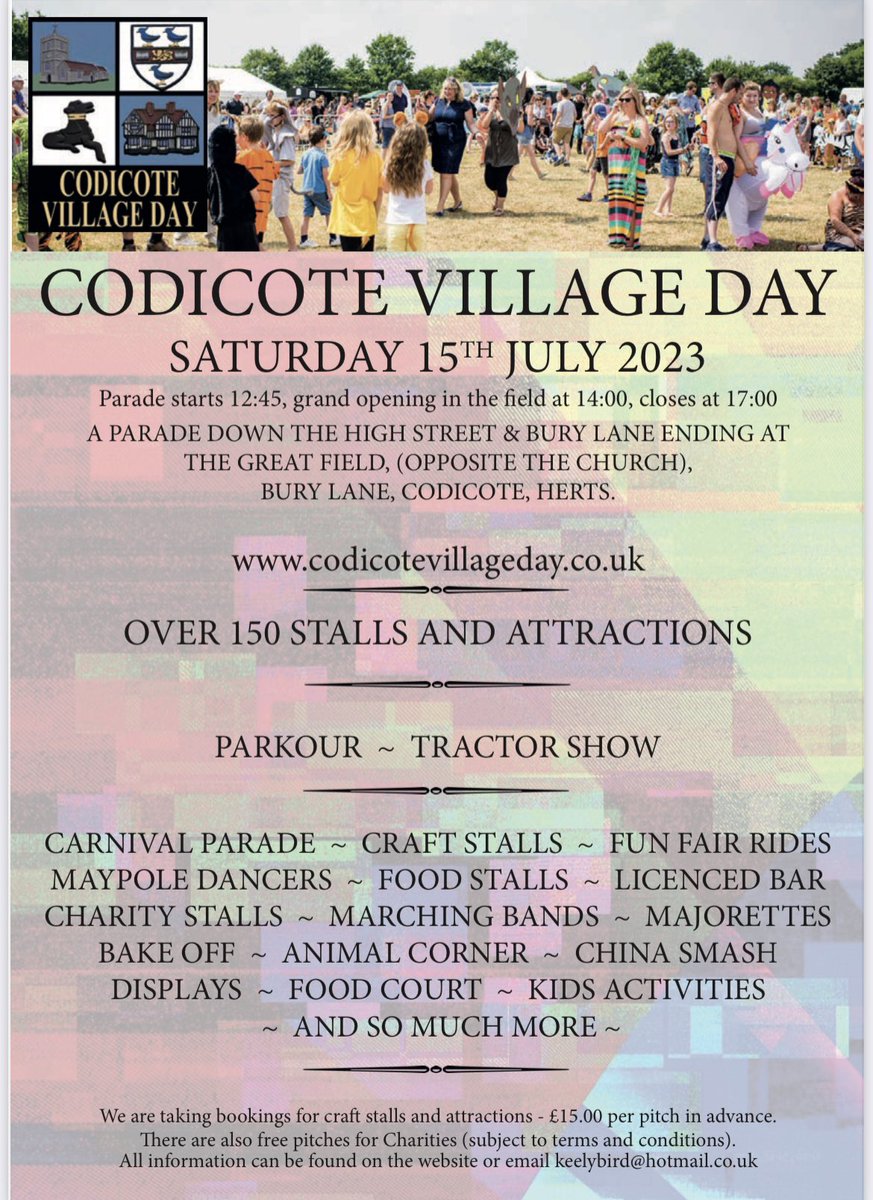 codvillageday's tweet image. Bigger and better than ever this year!

Plus our large field means there is plenty of FREE PARKING - and we remain FREE ENTRY
