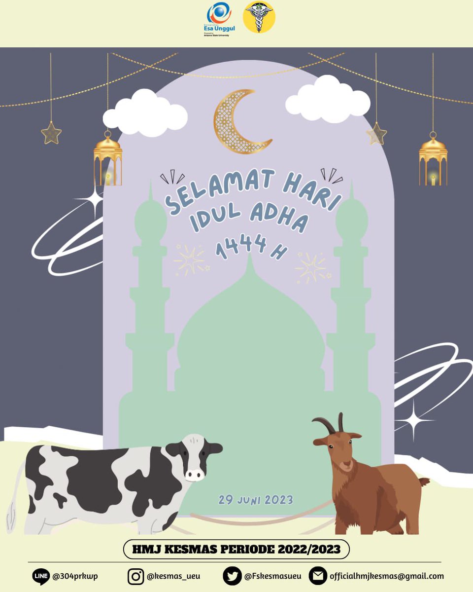 ✨[Hari Raya Idul Adha]✨

Selamat hari raya Idul Adha! Semoga semangat berbagi yang ada dalam diri kita terus membara, sehingga kebahagiaan dan keberkahan bisa dirasakan oleh lebih banyak orang.

#FIKESSatu

📍Divisi Komunikasi dan Informasi HMJ Kesmas Periode 2022/2023
