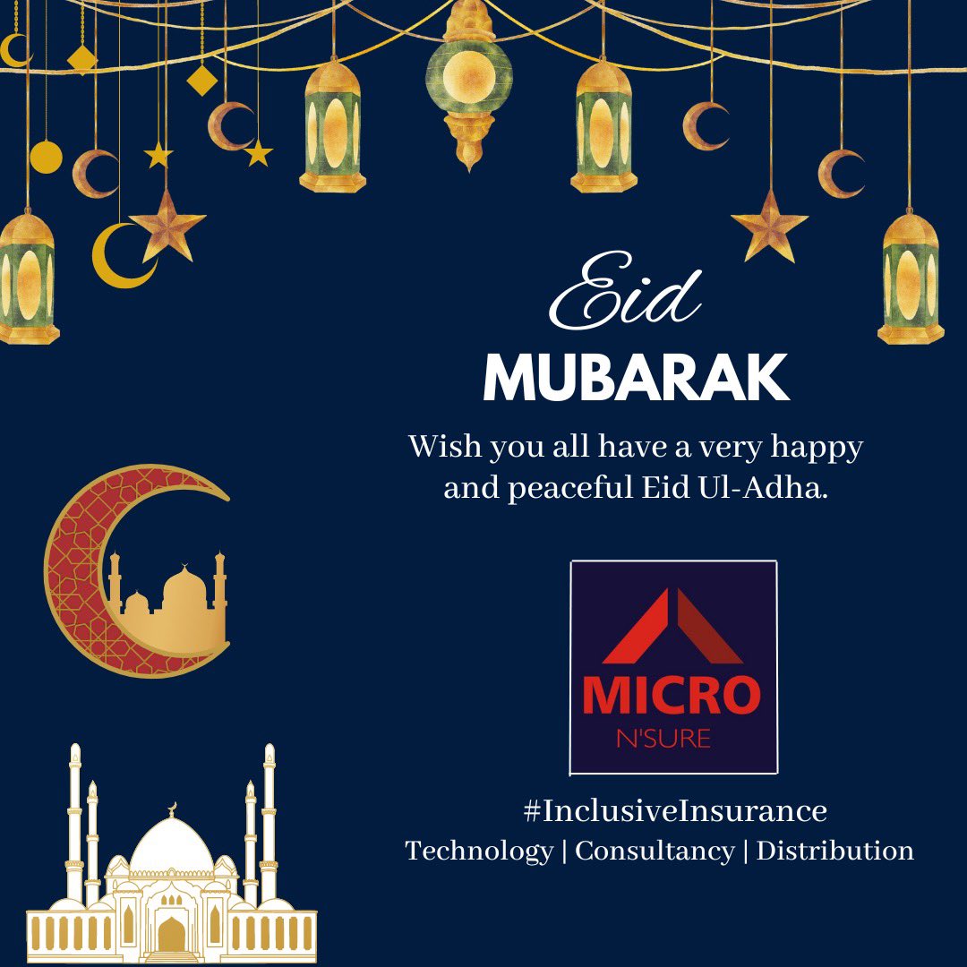 MicronSure's tweet photo. Eid Mubarak to Everyone. May this festival brings you joy, happiness and success. Stay blessed #microinsurance #EidMubarak2023 #inclusiveinsurance #micronsure https://t.co/TYEEStJgVK