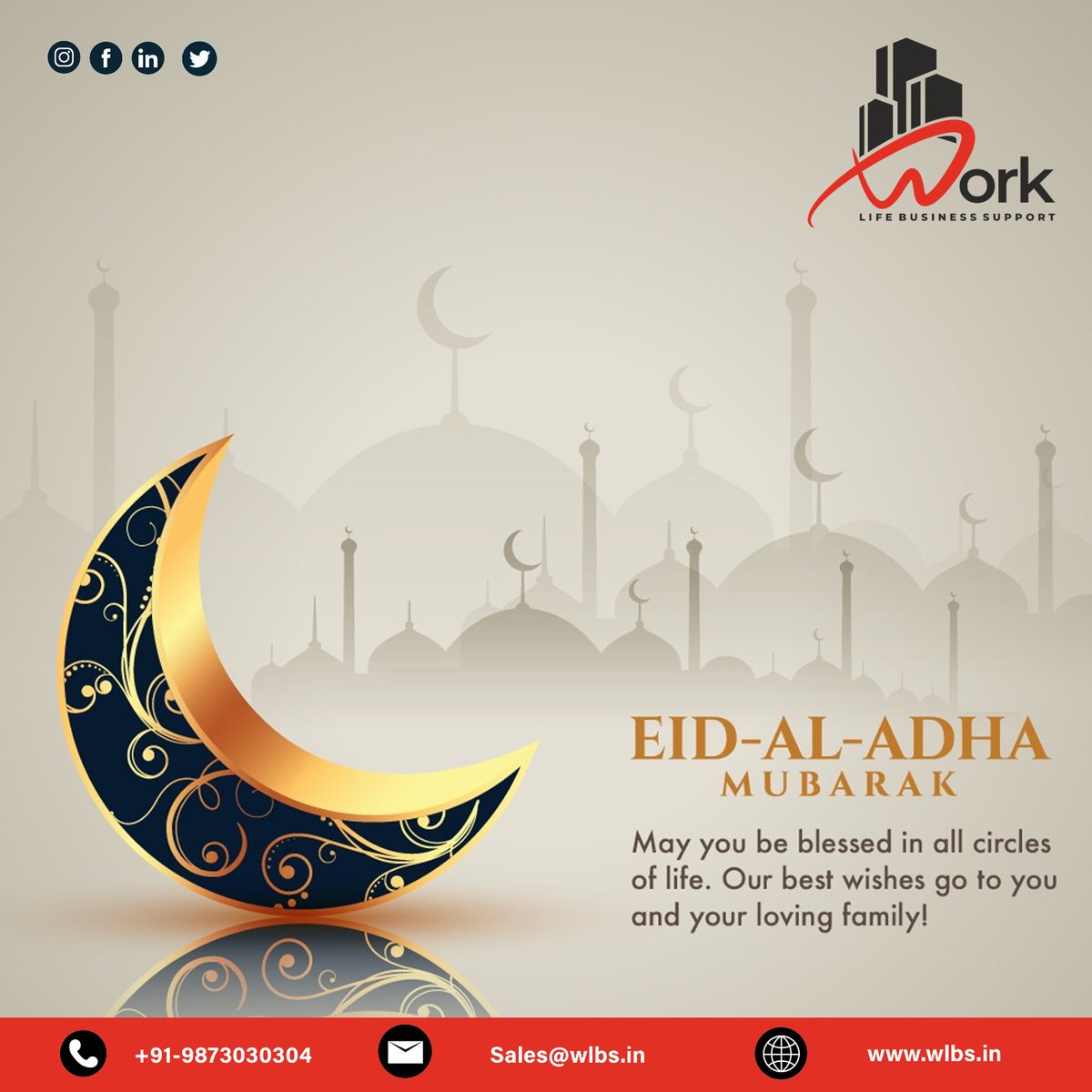 Wishing you a joyous Eid-ul-Adha filled with blessings, happiness, and the warmth of loved ones.

Contact us for more info: 👇
🌐 wlbs.in
📞 +91-9873030304
📧 sales@wlbs.in 

#EidInRealEstate
#HomeSweetEid
#PropertyBlessings
#EidDreamHomes
#RealEstateEidVibes