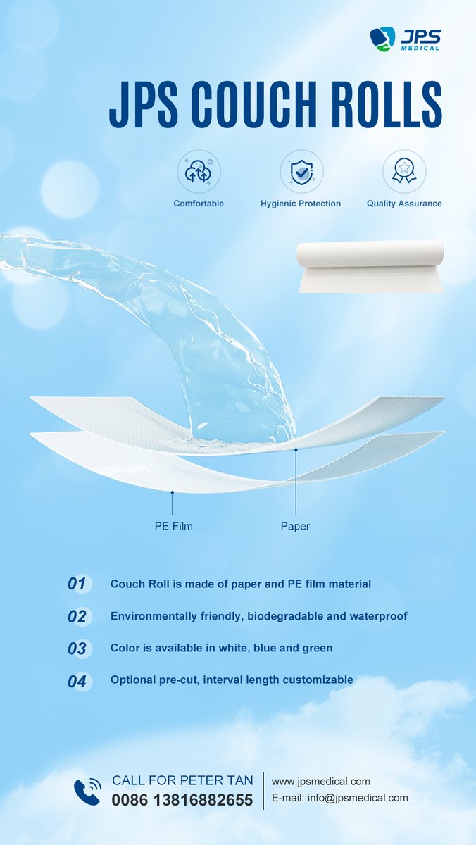 jps_medical's tweet image. Unleash the Power of Medical-Grade Couch Paper Roll for Unparalleled Hygiene!

#JPSmedical #CouchPaperRoll #HygieneEssentials #MedicalSupplies #PatientProtection #HygienicCover #DisposablePaper #ExamTablePaper #InfectionControl #MedicalConsumables #HealthcareEssentials