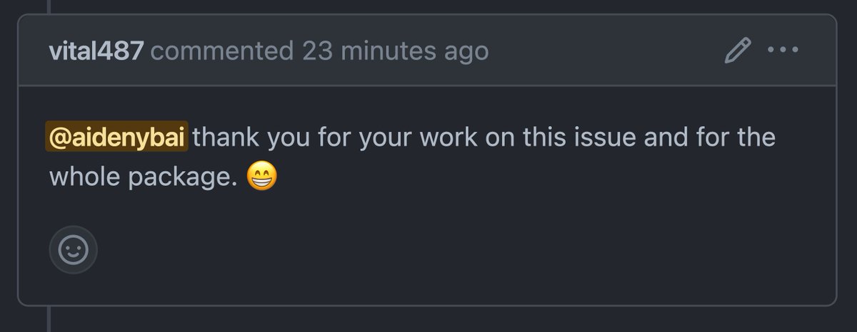 i literally cried over this github comment. it's so nice to see people do this – a little thank you (and repro) goes a long, long way :)