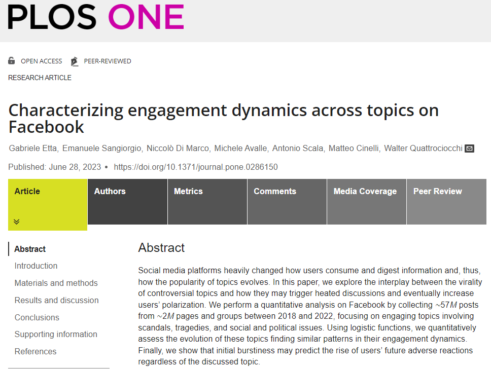 Is it true that highly viral contents are the most connected to negative user reactions? Yes, this is the result that seems to emerge from our latest research, published today on <a href="/PLOS/">PLOS</a> . 
Link to the article here: journals.plos.org/plosone/articl…