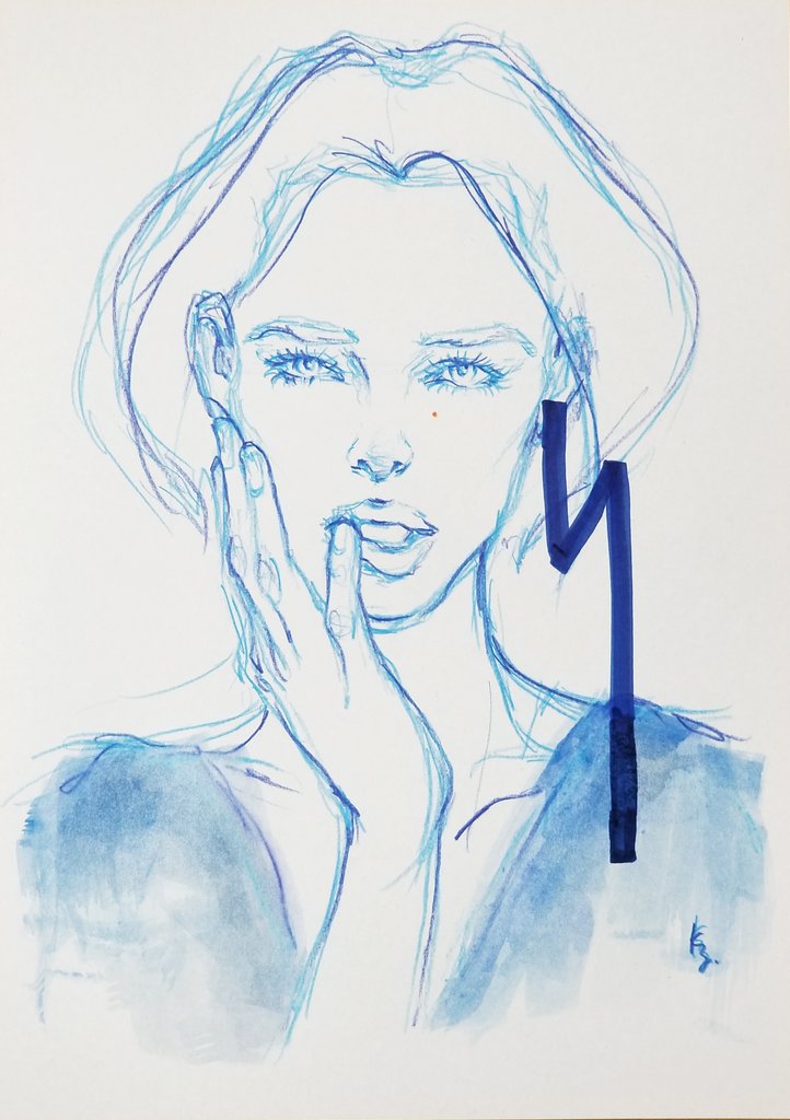 2023.0628
💙🐬🌊
◼️297×210mm 
#水彩色鉛筆 #sketch #drawing #dessin #artwork #illustration #face #art #simple #womanportrait #fashionillustration #pencildrawing #blue  #デッサン #イラスト #アナログイラスト #顔 #福岡 #日課 #美人画 #補色 #水色 #ボブ #絵描きさんと繋がりたい