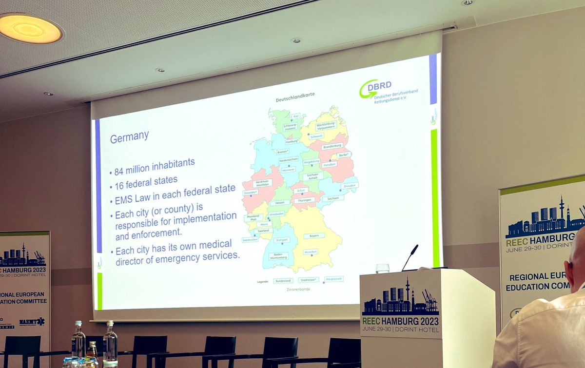 WilBroughton's tweet photo. Large variation by State and County across Germany. Physician cars support ‘ALS’ ambulance teams. Lots of helicopters too! #REEC https://t.co/KmgS1TuWrS