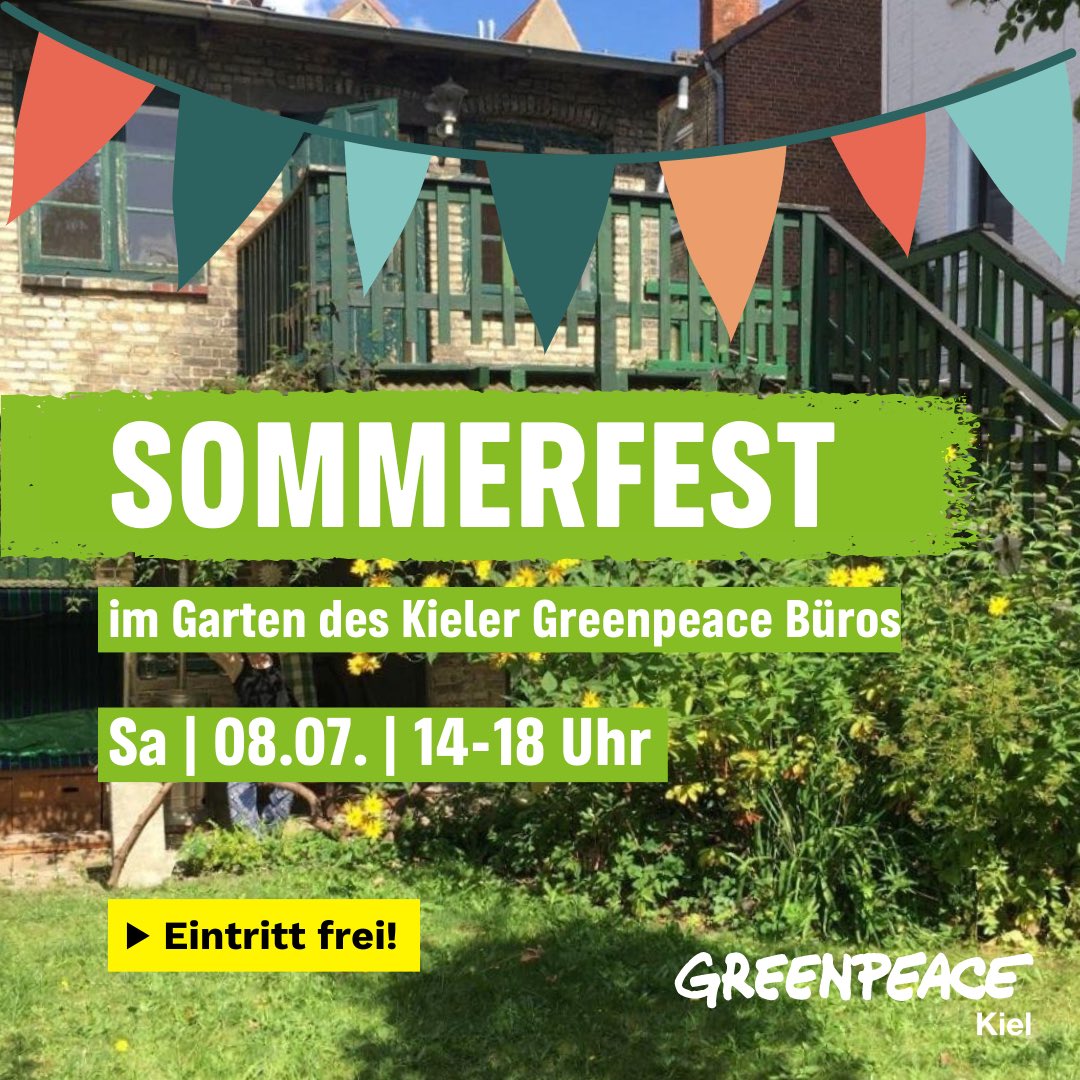 GreenpeaceKiel's tweet photo. - Kleidertauschparty*
- Ausstellung: Wälder im Kongo
- Kinderspiele vor Ort
- Kuchen & Getränke
- Informationen für jedes Alter
#Greenpeace #Kiel #Kleidertausch #Sommerfest #WälderimKongo #Nachhaltigkeit #Gartenfest
#GratisEvent https://t.co/KtCRYbXo0T
