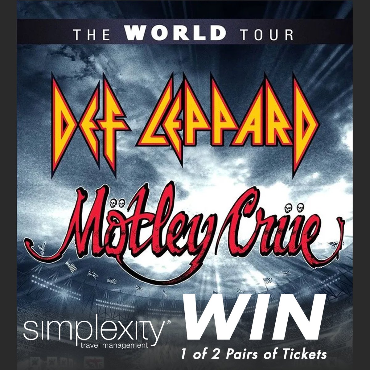 WIN a Pair of Tickets to Def Leppard ft Motley Cru this Saturday at Wembley! 

To enter:
- ❤️  this post and follow Simplexity Travel on social media.
Tag the person you'll take
- Share this post on your timeline or story for an extra entry.
Hurry, closes on 30th June.

Good Luck