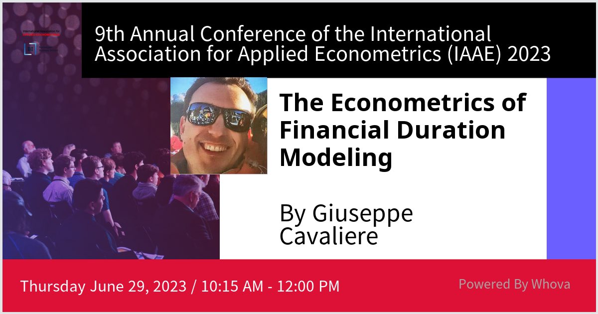 On now it’s my turn to present at the 9th Annual Conference of the International Association for Applied Econometrics (IAAE) 2023!  

 via #Whova event app

#EconTwitter