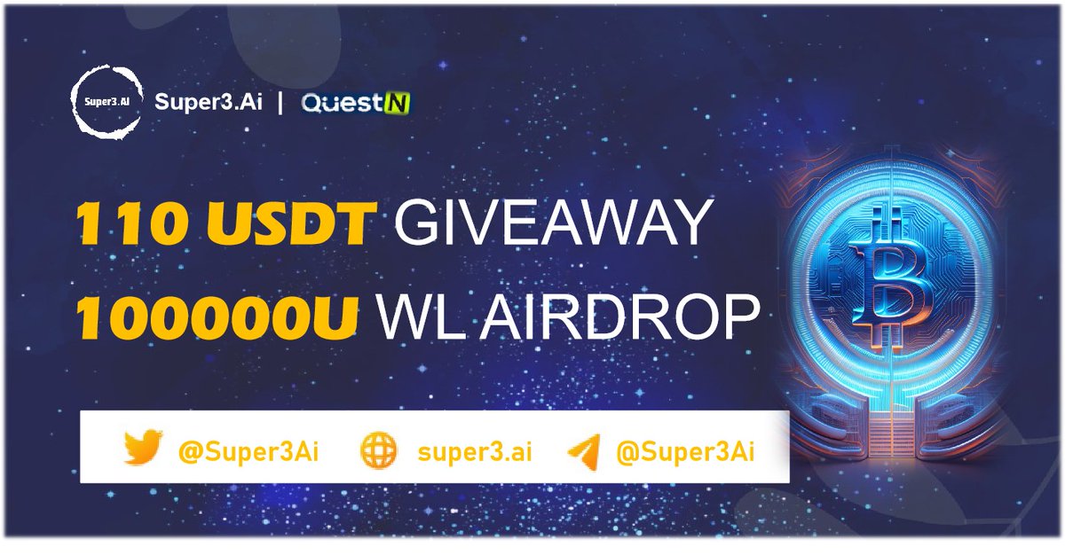 Super3Ai's tweet photo. 🎉Win 110USDT×100000U WL Airdrop https://t.co/crrQ0TRciB Launch Celebration🎉

Giving away 110 USDT, with 10 lucky draw winners receiving 11 USDT each！    

Everyone will be given 10U Points for Super3AI NFT free mint.     

⏰June 30, 08:00AM UTC - July 7, 08:00AM UTC   
#Airdrop  #Super3Ai

JOIN NOW ! Click to participate 👇 
https://t.co/YhkfWIYhcr