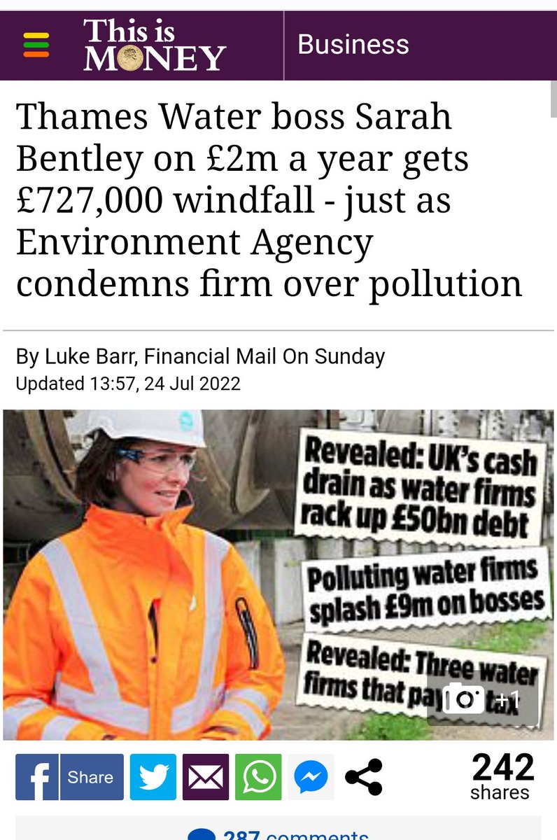 Thames Water
CEO Sarah Bentley
£14Billion in debt

#r4today #bbcBreakfast