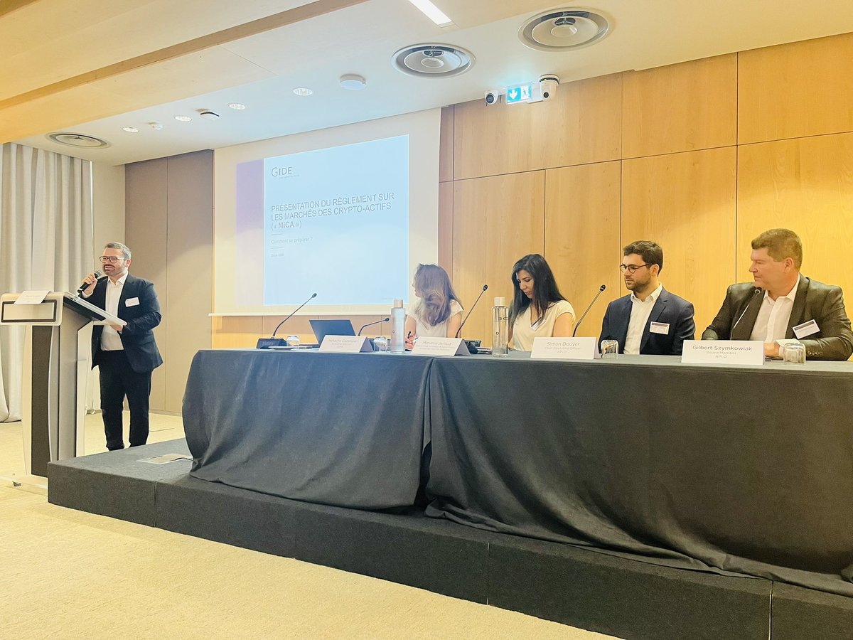 Raphaël Bloch 🐳 (@raph_bloch) on Twitter photo Gm 👋
MiCA, what for? How to implement it?
Interesting debate with Natacha Cazenave (<a href="/ESMAComms/">ESMA - EU Securities Markets Regulator 🇪🇺</a>), <a href="/MJarlaud/">marianne jarlaud</a> (<a href="/AMF_actu/">AMF</a>), <a href="/SDouyer/">Simon Douyer</a> (<a href="/Aplo_crypto/">Aplo</a>) & <a href="/FranckGuiader/">Franck Guiader</a> (<a href="/Gide_avocats/">Gide</a>) Gm 👋
MiCA, what for? How to implement it?
Interesting debate with Natacha Cazenave (<a href="/ESMAComms/">ESMA - EU Securities Markets Regulator 🇪🇺</a>), <a href="/MJarlaud/">marianne jarlaud</a> (<a href="/AMF_actu/">AMF</a>), <a href="/SDouyer/">Simon Douyer</a> (<a href="/Aplo_crypto/">Aplo</a>) & <a href="/FranckGuiader/">Franck Guiader</a> (<a href="/Gide_avocats/">Gide</a>)